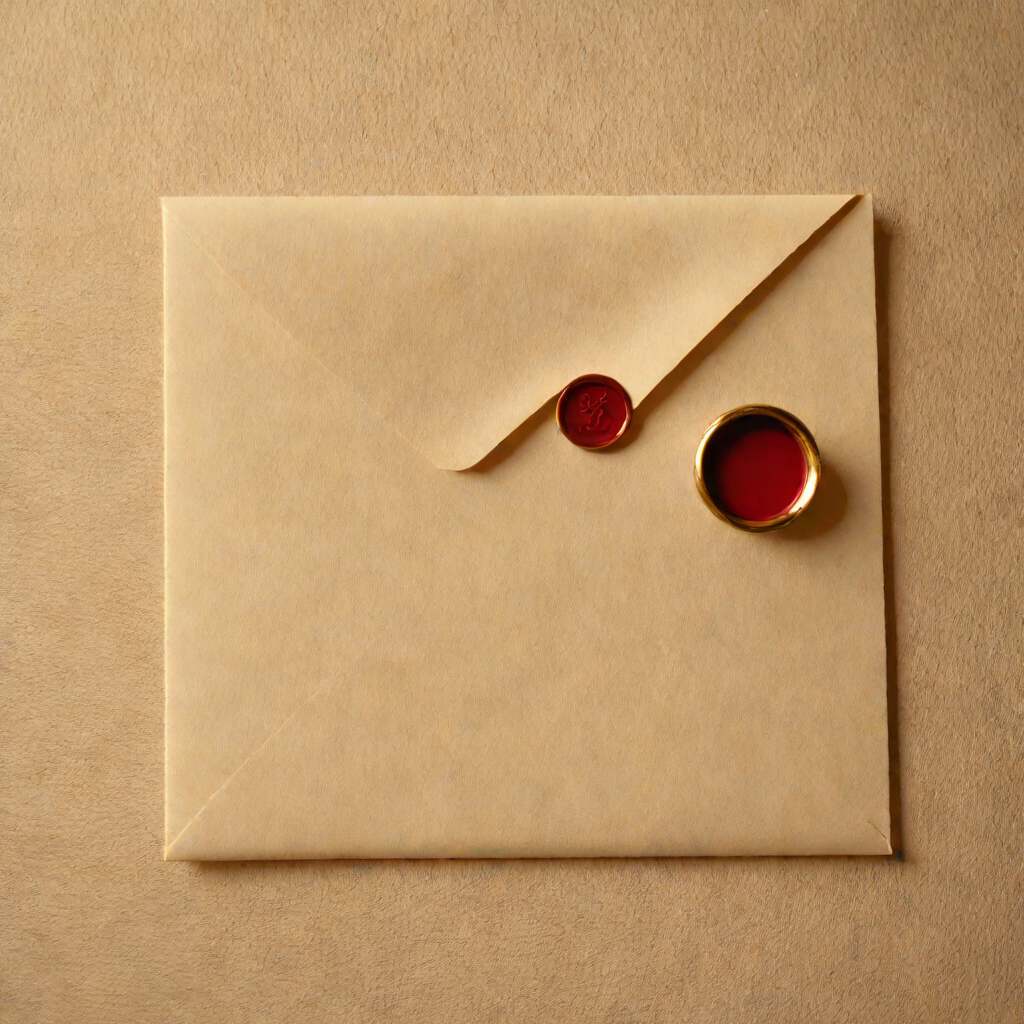 Cream envelope with a deep crimson wax seal on a brass letter tray — email Winkler Web Design for a straight answer about your website