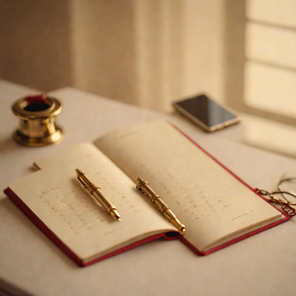Ledger book with brass corners beside a phone showing an appointment calendar — honest, itemized pricing from Winkler Web Design for Winkler and the Pembina Valley