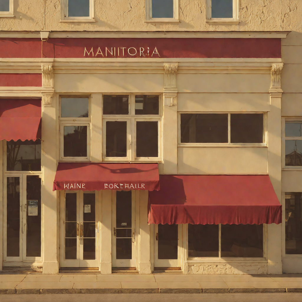 Small-town Manitoba main street with a storefront awning in warm morning light — local SEO and Google presence for Winkler, Morden and the Pembina Valley